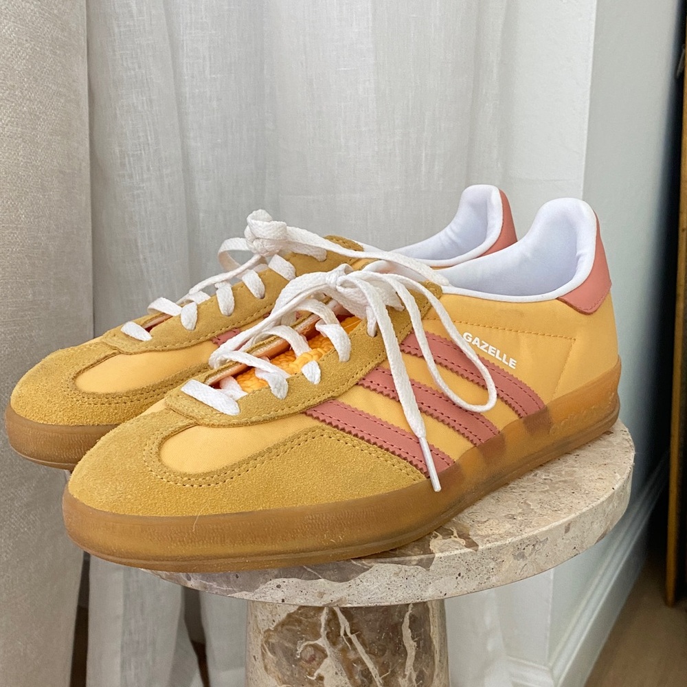 Adidas Gazelle Yellow and Pink Sneakers